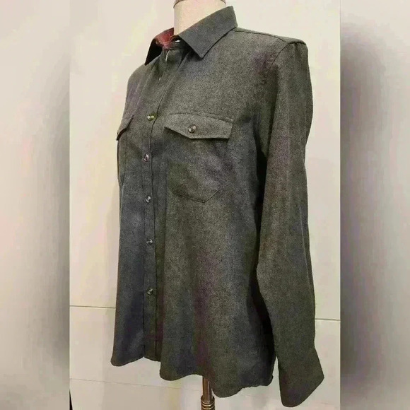 Men's Grey Flanel Long Sleeve Button-up Shirt Size Large - Picture 2 of 7
